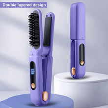 Load image into Gallery viewer, Portable Cordless Hair Straightener Brush 3 Temp Adjustable Negative Ions Hot Brush Electric Curly Hair Styling Detangling Comb