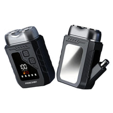 Load image into Gallery viewer, 2in1 Mini Electric Shaver Digital Display Waterproof Portable Rotary beard grooming with Mirror Efficient Shaving