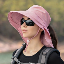 Load image into Gallery viewer, Wide Large Brim Bucket Hat Neck Protection Sun Hat Summer Outdoor UV Anti Shawl Visor Cap Fishing Hiking Ladies Hat Women Bonnet
