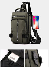 Load image into Gallery viewer, Men Sling Backpack Cross body Shoulder Chest Bag with USB Charging Port Travel Waterproof Nylon Male Multipurpose Messenger Bags