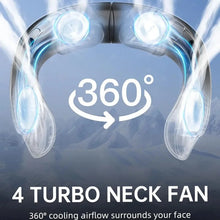 Load image into Gallery viewer, Quad-Core USB Neck Fan Turbine Vaneless Design Easy Control 4000mAh Digital Display for Outdoor Portable Fan Summer Gift