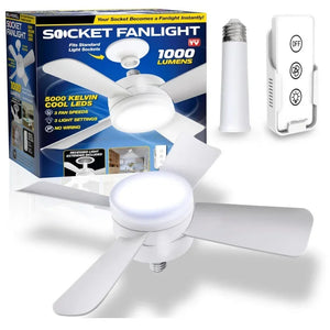 Ceiling Fan Led Light Socket Fan With Smart Remote Control 1000Lm 5000K Bulb Retractive Fan Lamp For Bedroom Living Room