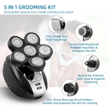Load image into Gallery viewer, Electric Shaver For Men Wet Dry Head Electric Razor Beard Hair Trimmer Rechargeable Bald Shaving Machine 5 in 1 Grooming kits