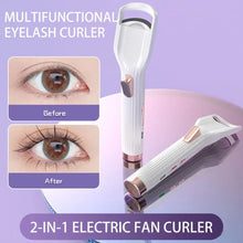 Load image into Gallery viewer, Pain-free Eyelash Curler Portable Electric Heated Eyelash Curler with Fan Usb Rechargeable 2-in-1 Multifunctional Tool for Quick