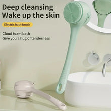 Load image into Gallery viewer, USB Waterproof Double Handle Electric Rotating Silicond Bath Brush Multi Functional Body Shower Cleaner with 4 Brush Heads