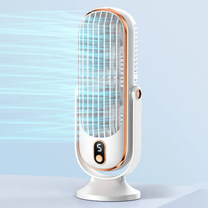 Air Cooling Fan USB Rechargeable 1800mAh Tower Table Fan 5 Speeds Refrigeration Air Conditioning Fan Brushless Motor LED Display