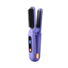 Load image into Gallery viewer, Portable Cordless Hair Straightener Brush 3 Temp Adjustable Negative Ions Hot Brush Electric Curly Hair Styling Detangling Comb