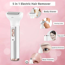 Load image into Gallery viewer, 5 in 1 Electric Razor for Women Removal for Body Nose Hair Trimmer Face Shavers Eyebrow Legs Armpit Bikini Area Pubic Underarms