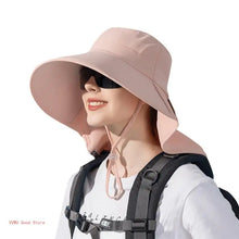 Load image into Gallery viewer, Hat With Neck Flap Hiking With Ponytail Hole Fishing Bucket Available in 7 Colors Sun Protection Dirt Resistant