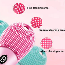Load image into Gallery viewer, Electric Silicond Face Cleansing Brush Ultrasonic Facial Deep Pore Cleaning Skin Massager Washable Machine