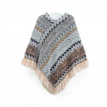 Load image into Gallery viewer, Patchwork Shawl Knitted Striped Print Cardigans Women Poncho Autumn Winter Clothing Sleeveless Sweater Cape Coats