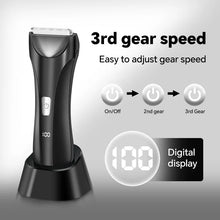 Load image into Gallery viewer, Electric Groin Trimmer for Men Waterproof Ball Trimmer for Pubic/Body Grooming with Ceramic Blade LED Light Charging Base