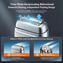 Load image into Gallery viewer, Electric Foil Shavers for Men Mini Electric Razor for Beard/Face with 3 Floating Blades LED Display Cordless Face Shaver