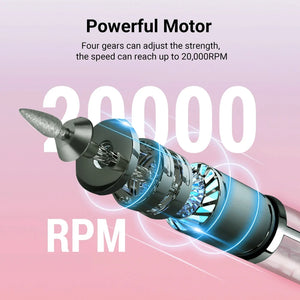 20000RPM Electric Nail Polisher Rechargeable Nail Polisher Nails Portable Nail Drill Machine Kit Manicure Drill Salon Tool