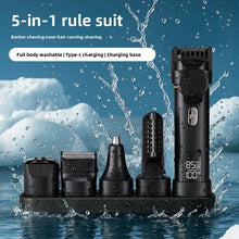 Load image into Gallery viewer, Type-C Charging Base IPX6 8500 RPM 1200mAh Men's Hair Clipper Kit, Waterproof Electric Shaver Trimmer with Nose/Body Groomer