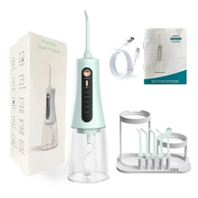 Load image into Gallery viewer, Oral Irrigator Protable Water Flosser with Storage Holder Rechargeable 5 Modes Dental Water Jet 350ML Tank IPX7 Waterproof 6 Jet