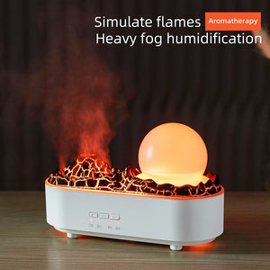 Lava Volcano Humidifier USB Aroma Diffuser with Flame Lamp Mini Desktop Electric Ultrasonic Aromatherapy Essential Oil Diffuser