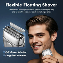 Load image into Gallery viewer, Electric Razor for Men Mini Electric Foil Shavers Big LED with 3 Floating Blades IPX7 Waterproof Wet Dry Face Razor