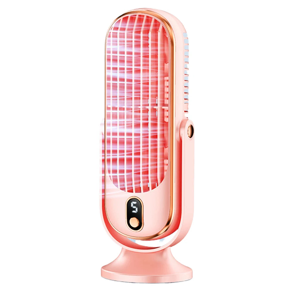 Air Cooling Fan USB Rechargeable 1800mAh Tower Table Fan 5 Speeds Refrigeration Air Conditioning Fan Brushless Motor LED Display