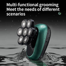 Load image into Gallery viewer, 6 in 1 7D Floating Cutter Beard Electric Head Shaver for Bald Men USB Wireless Charging Trimmer Clipper
