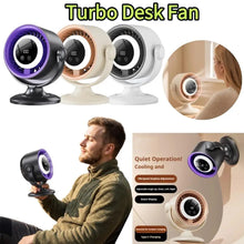 Load image into Gallery viewer, Turbo Desk Fan With Digital Display 100 Speed Rechargeable Air Circulation Fan LED Light Wall Mountable Home Camping Cooling Fan
