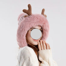 Load image into Gallery viewer, Christmas Deer Horn Knitted Hat Women Winter Outdoor Skiing Cold Proof Plush Ear Protection Woolen Hat