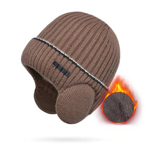 Load image into Gallery viewer, Winter Hats for Men and Women Unisex Knit Wool Hat Thick Fleece Lined Hat with Earflaps Stretch Fashion Winter Hats Pullover Cap