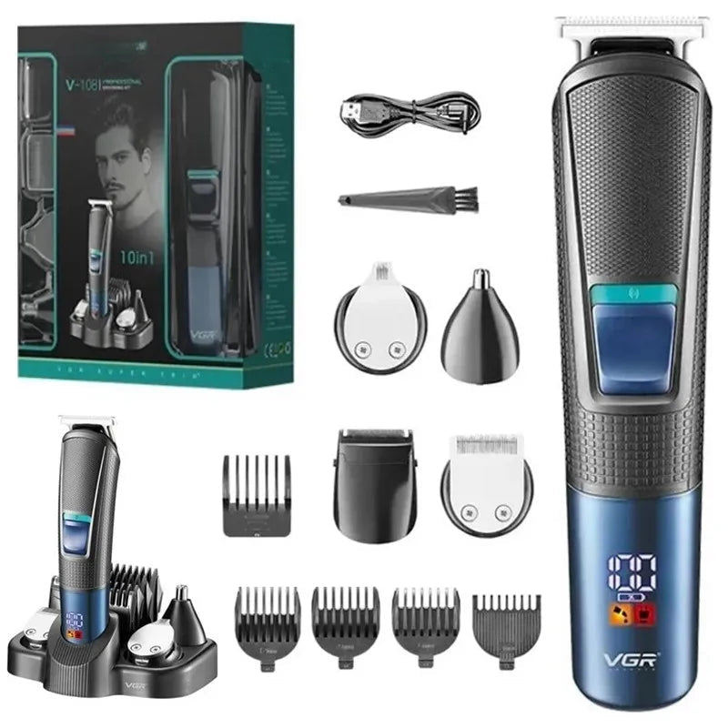 All In 1 Beard Hair Trimmer For Men Grooming Kit Electric Shaver Body Trimmer Edge Nose Ear Trimmer Eyebrow Rechargeable