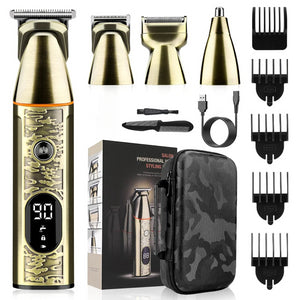 Rechargeable 5 in 1 Grooming Kit LED Display Hair Trimmer Cordless Powerful Hair Cutting Kit With Travel Bag