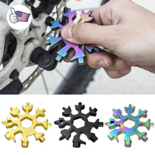 Load image into Gallery viewer, 3-Pack Stainless Snowflake Shape Key Chain Screwdriver 18 In 1 Multi Tool Portable