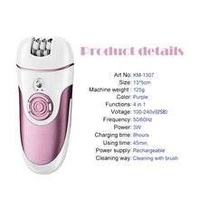 Load image into Gallery viewer, 4 in 1 Hair Epilator Electric Hair Remover Device Lady Depilador Rechargeable Hair Shaver Removal For Women Foot Care Tool