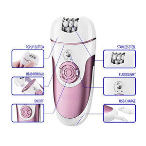 4 in 1 Hair Epilator Electric Hair Remover Device Lady Depilador Rechargeable Hair Shaver Removal For Women Foot Care Tool