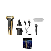 Load image into Gallery viewer, Multifunctional Men Electric Foil Shaver Gold Reciprocating Razor Nose Ear Trimmer 3 In 1 USB Hair Cutting Machine Clipper