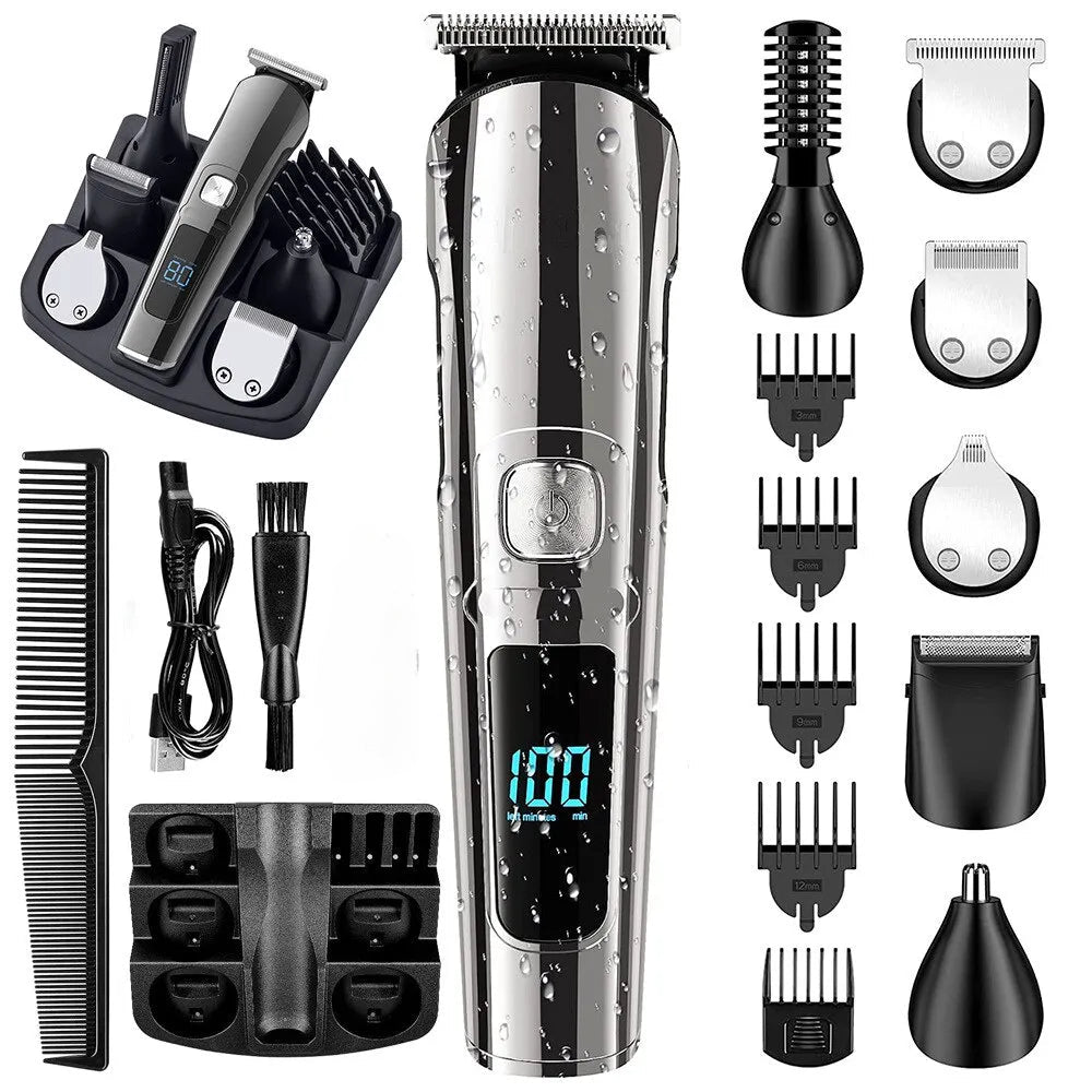 Hair Clippers for Men Grooming Kit Beard Trimmer 11 in 1 Professional USB Rechargeable Waterproof Electric Hair Clipper Kit
