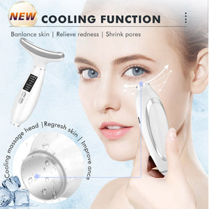 Ice Compress Neck Facial Lifting Device EMS Microcurrent LED Therapy Massager Skin Tightening Anti Wrinkles Skin Care Tools