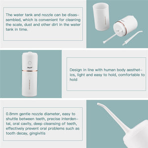 280ML Water Tank Dental Oral Irrigator USB Rechargeable Water Jet Flosser Portable IPX7 Waterproof Teeth Cleaner Machine