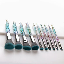 Load image into Gallery viewer, 10pcs Transparent Crystal Diamond Makeup Brushes Set Colorful Diamond Blush Foundation Eyeshadow Brush Beauty Tool Kit