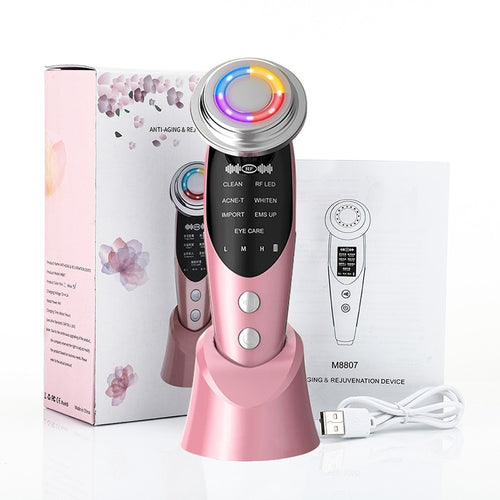 7 In 1 RF Face Massager Skin Rejuvenation Facial Lifting LED Wrinkle Remover Beauty Vibration Device