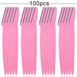 100PCS Eyebrow Shaper Portable Shaver Eye Brow Trimmer Shaping Scissors Cutter Woman Face Blade Shaper Hair Remover Makeup Tool
