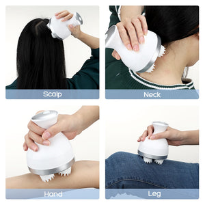 Electric Head Massage Device 3D Stereo Scalp Stress Relax Head Massage Tool Prevent Hair Loss Body Deep Tissue Kneading Massager