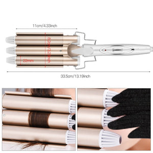 Professional Hair Curling Ceramic Triple Barrel Electric Hair Wave Curler Iron Rollers Pear Waving Waver Fast Styling Tools