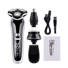 Load image into Gallery viewer, 4 In 1 Electric Shaver For Men Beard Nose Trimmer Cordless Hair Clipper Facial Cleaning Brush Waterproof Hair Cutter LED Display