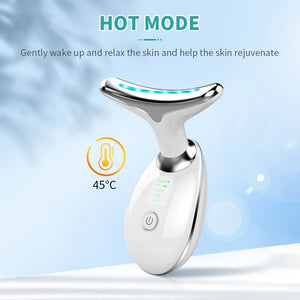 3 Colors Led Facial Neck Massager Photon Skin Tighten Slimming Reduce Double Chin Anti Wrinkle Face Neck Lift Machine