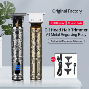 Electric Hair Trimmer Professional Lcd Display All Metal Engraving Body Strong Sharp Teeth  Hair Trimmer