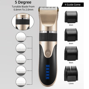 Professional Hair Clipper Men Barber Rechargeable Beard Trimmer Ceramic Blade Hair Cutting Machine Low Noise Haircut Adults Kids