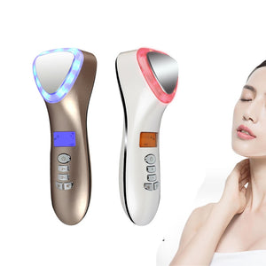 LED Face Massager Hot Cold Hammer USB Ultrasonic Cryotherapy Light Photon Facial Lifting Wrinkle Remover Spa Ion Beauty Device