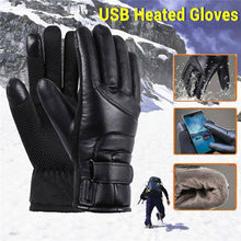 Load image into Gallery viewer, Men Heated Gloves Rechargeable USB Hand Warmer Electric Heating Gloves Winter Cycling Thermal Touch Screen Bike Gloves Windproof