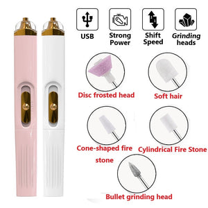 USB Professional Electric Pen-Shape Nail Grinder Machine 5 IN 1 LED Nail Art Drill Set File Nail Pedicure Drill Nails Apparatus