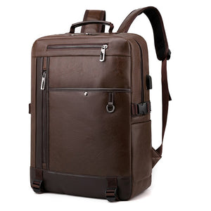 High Quality PU Leather Backpack Men Multifunctional Luxury Urban Bag For Laptop 13.3 Inches Waterproof Anti-theft Rucksack Man