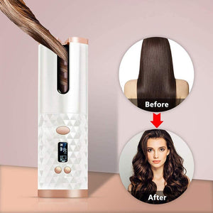 Wireless Automatic Hair Curler Rechargeable Ceramic Curling Iron Hair Waver Auto Rotating Tongs LCD Display Curly Styling Tools